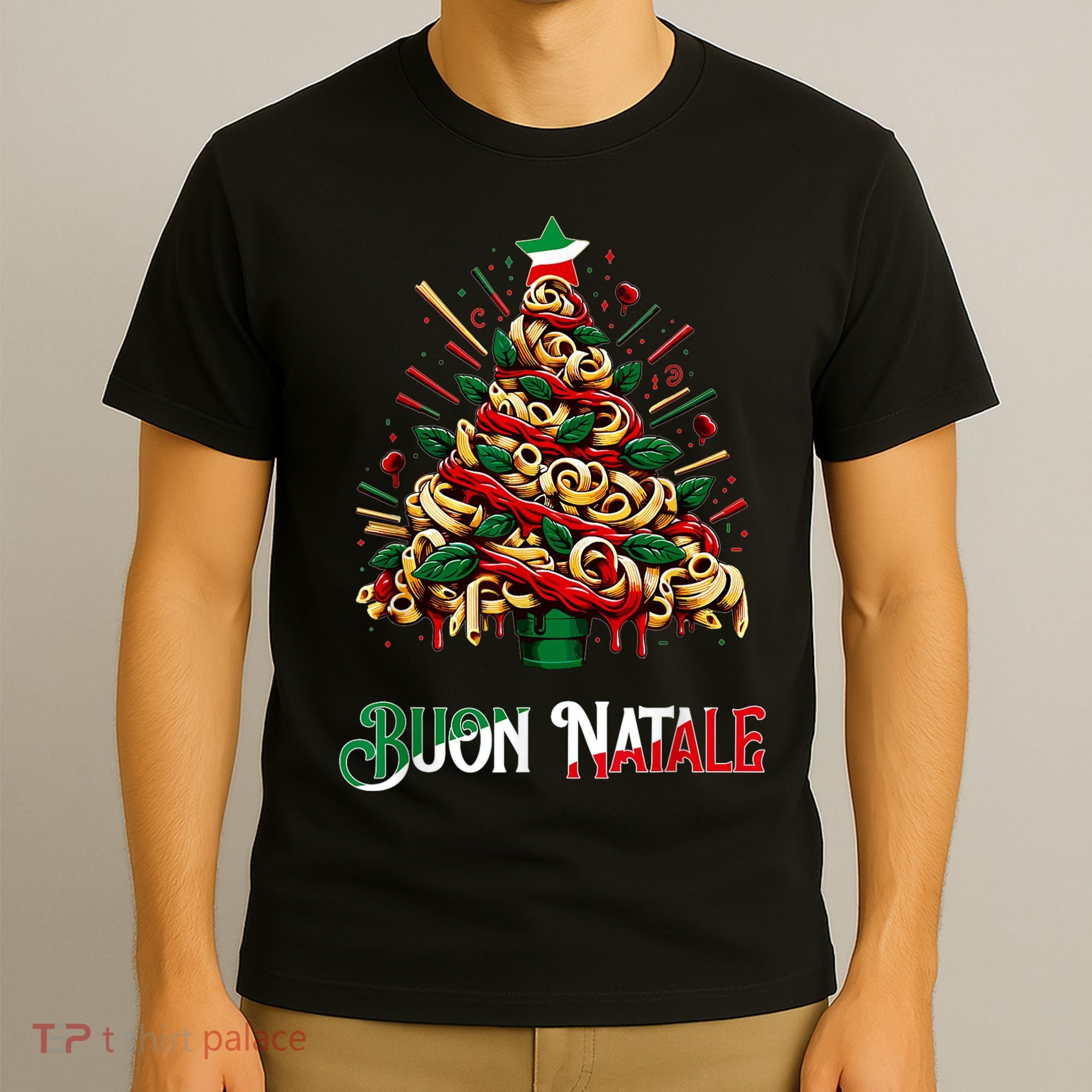 Buon Natale Italian Pasta Christmas Tree Xmas T-Shirt