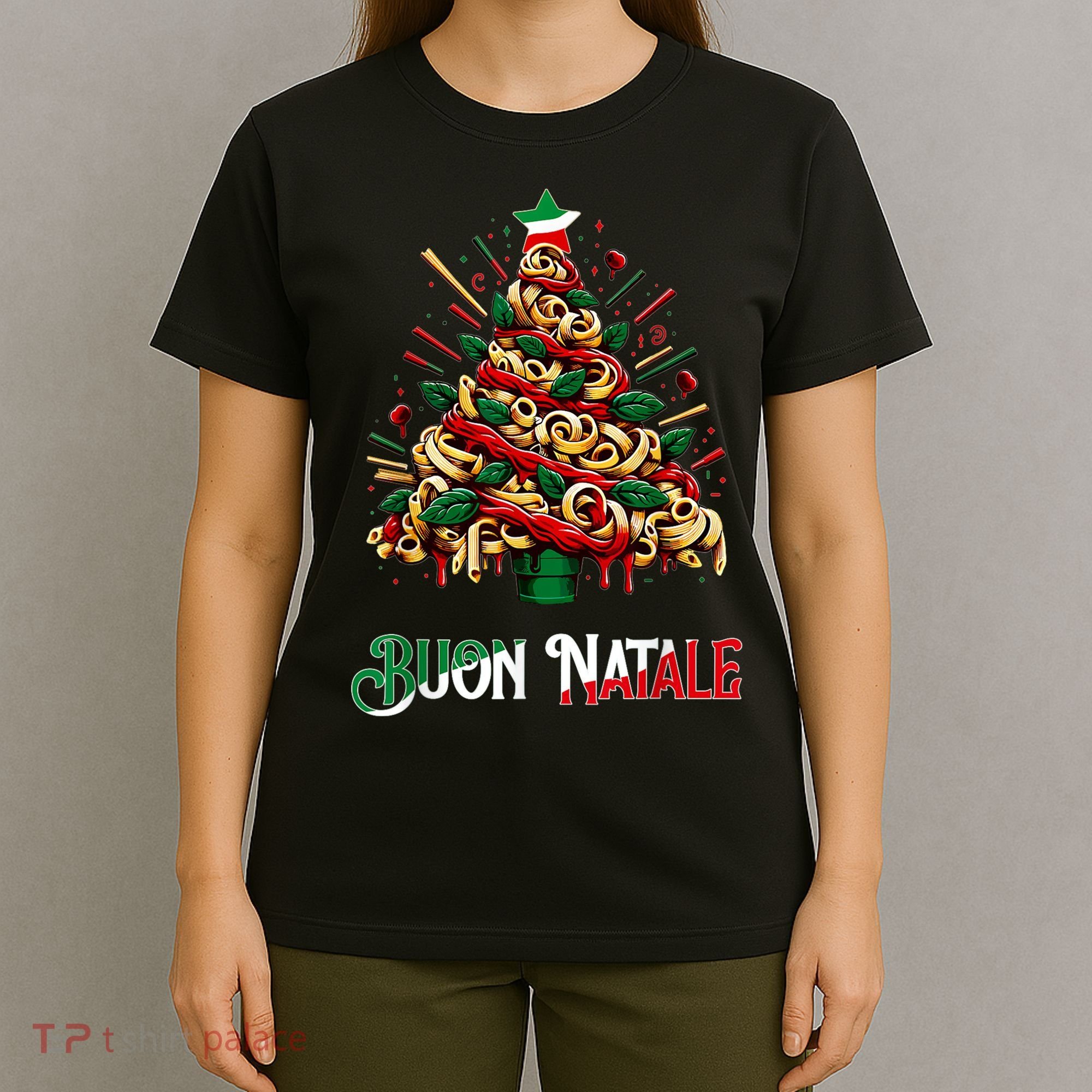 Buon Natale Italian Pasta Christmas Tree Xmas T-Shirt