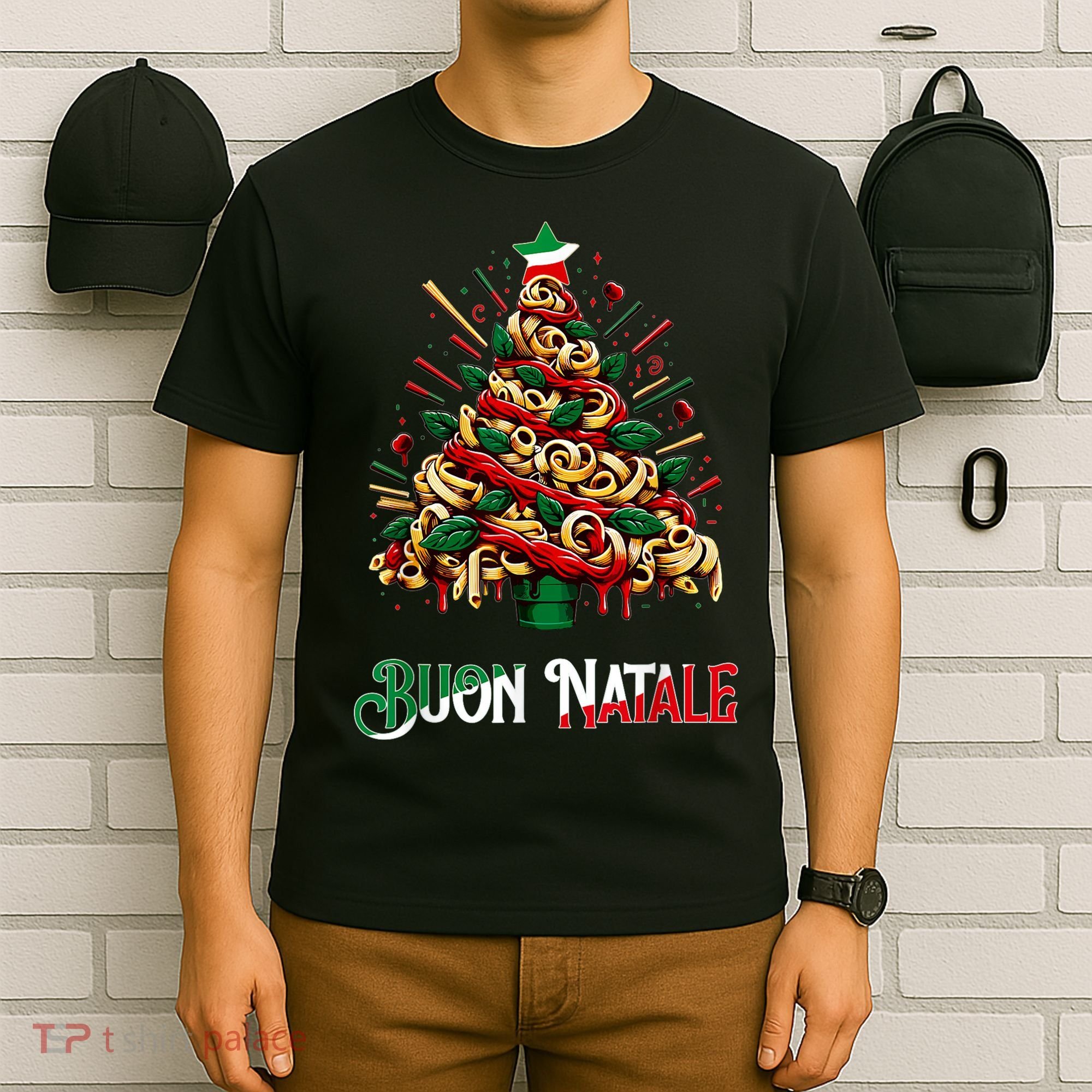 Buon Natale Italian Pasta Christmas Tree Xmas T-Shirt