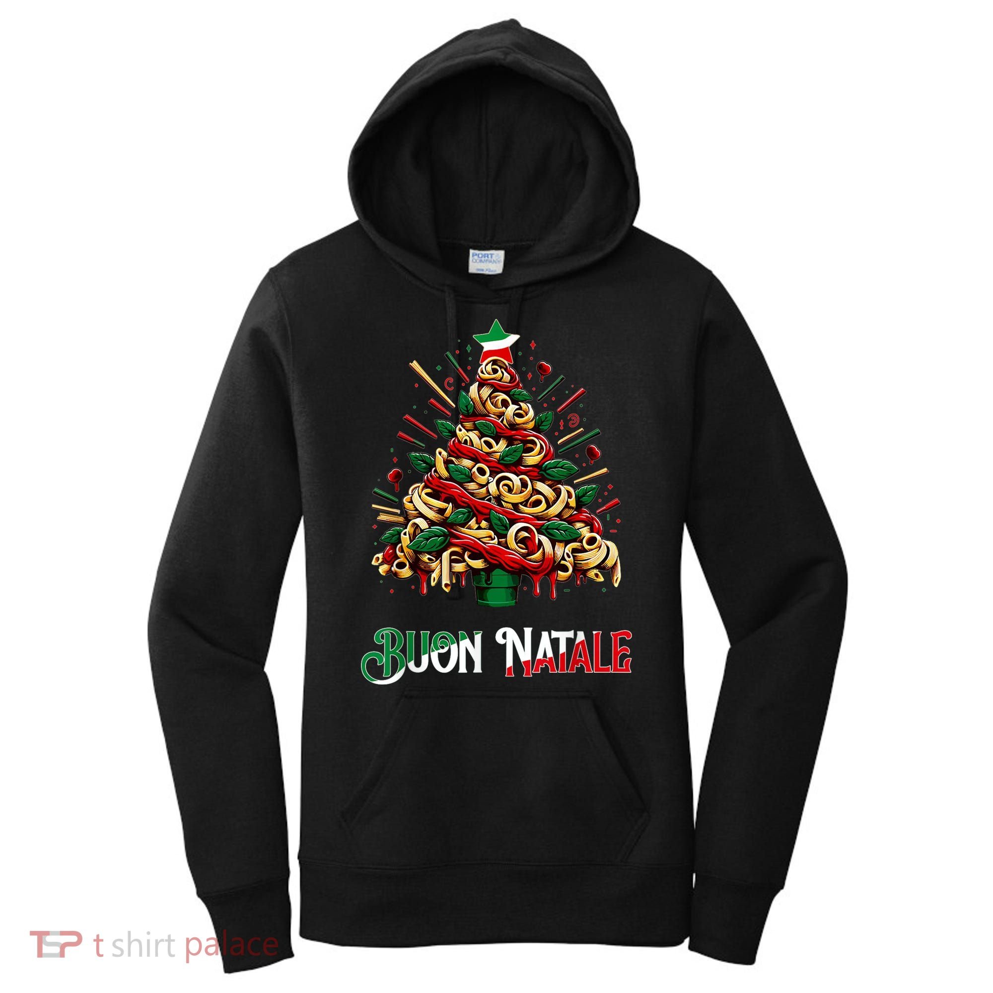 Buon Natale Italian Pasta Christmas Tree Xmas Women's Hoodie
