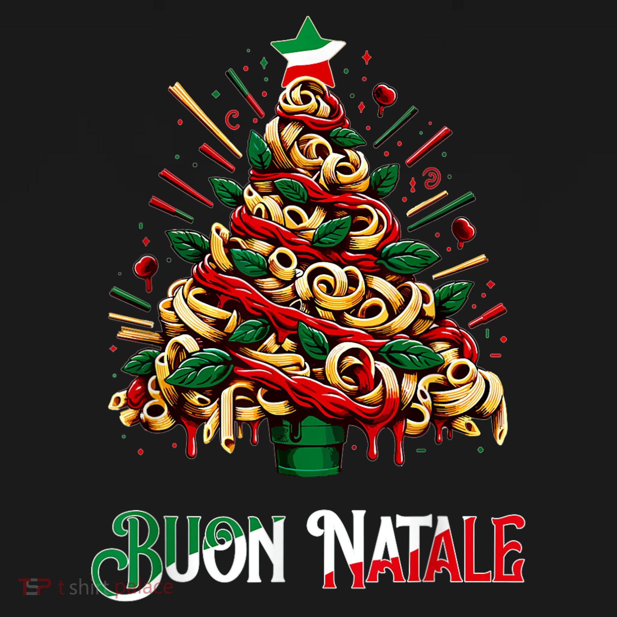 Buon Natale Italian Pasta Christmas Tree Xmas Women's Hoodie