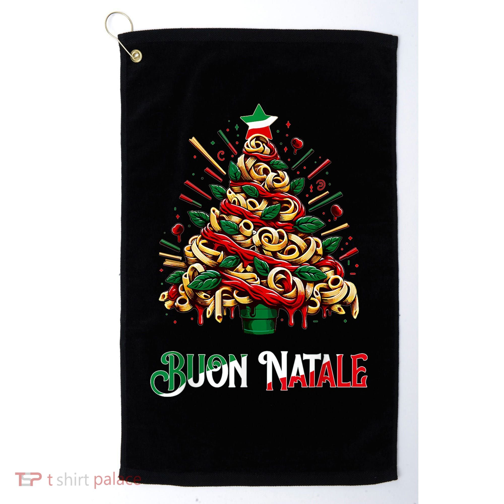 Buon Natale Italian Pasta Christmas Tree Xmas Golf Towel
