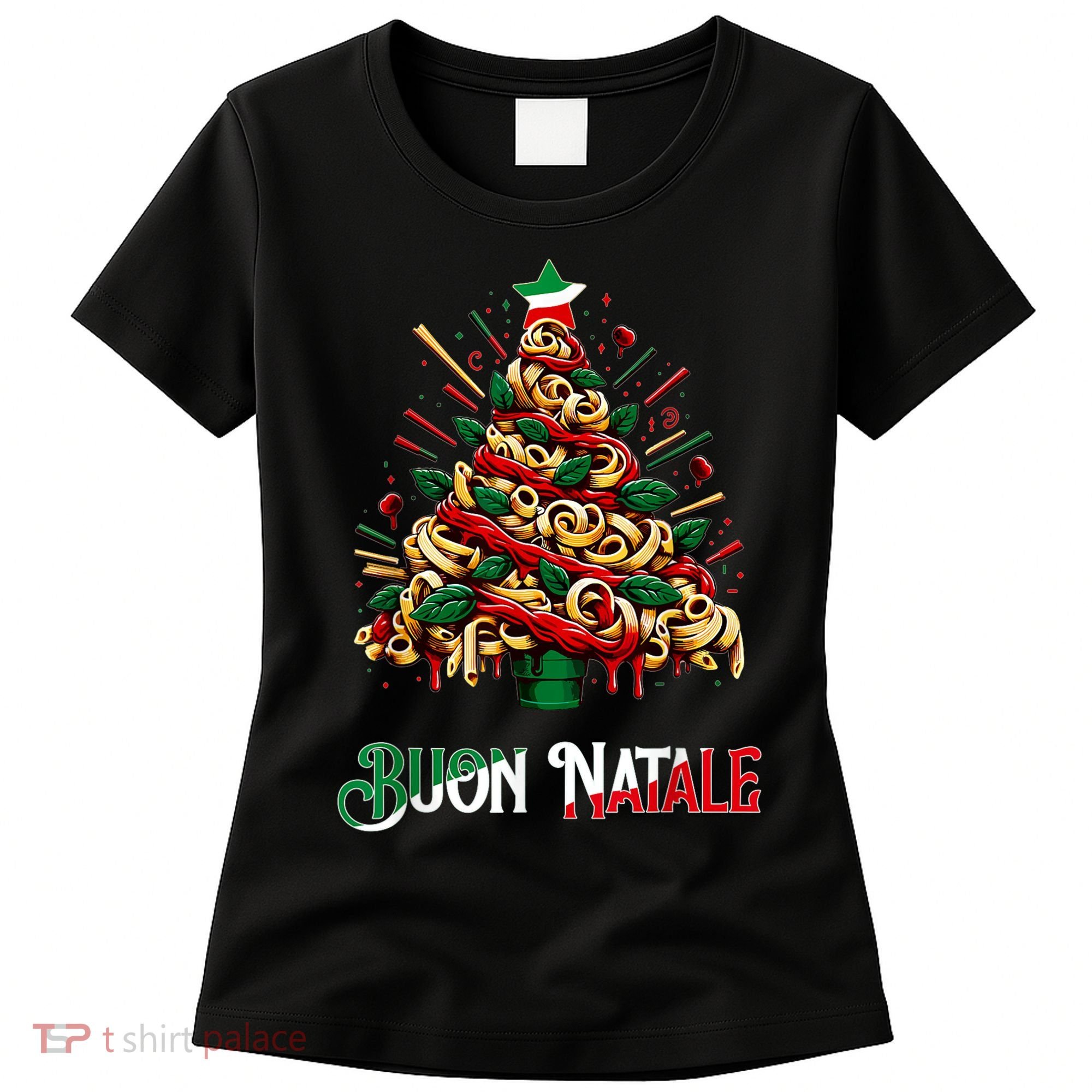 Buon Natale Italian Pasta Christmas Tree Xmas Women's T-Shirt