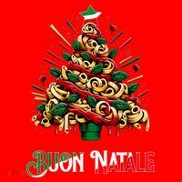 Buon Natale Italian Pasta Christmas Tree Xmas Santa Hat thumb 1