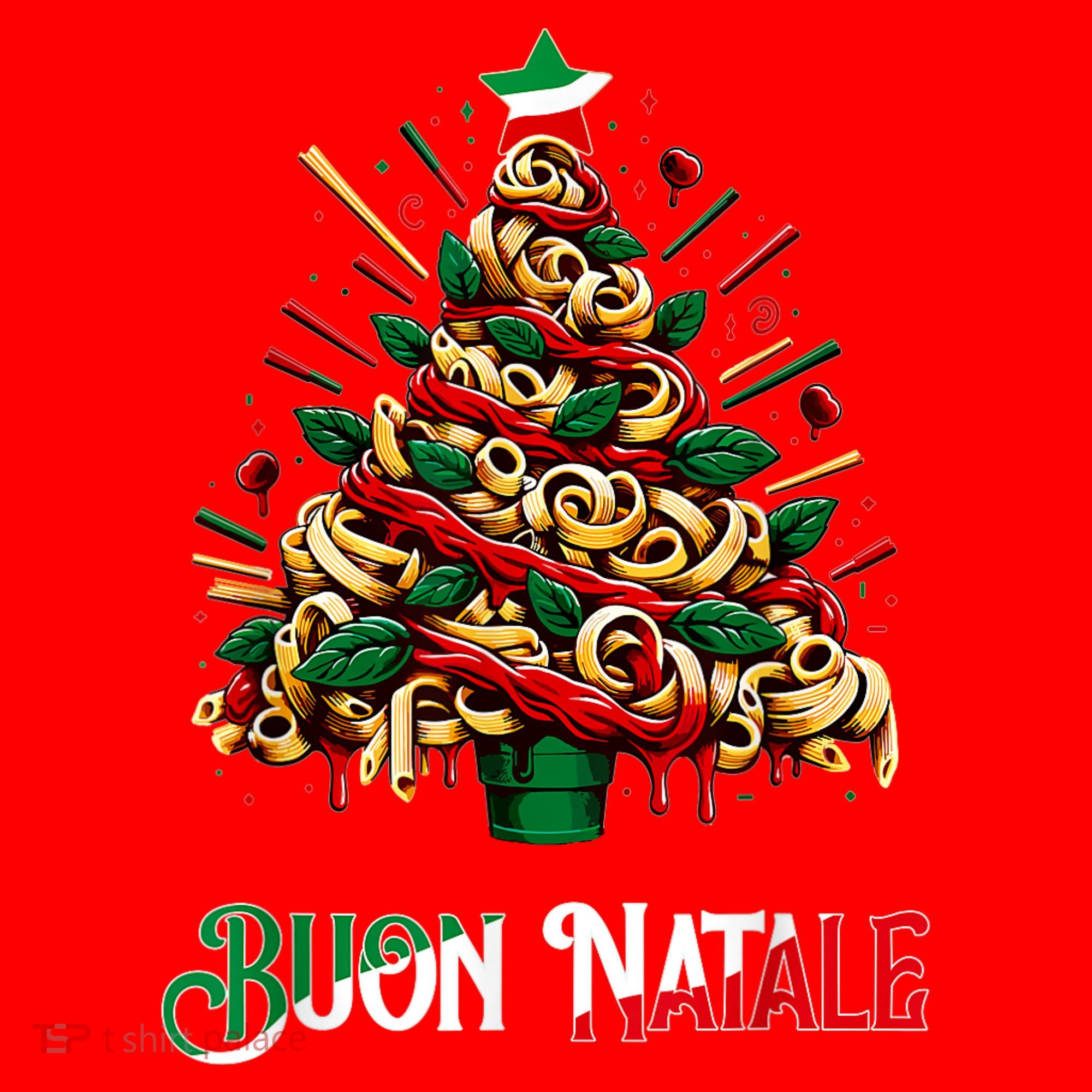 Buon Natale Italian Pasta Christmas Tree Xmas Santa Hat