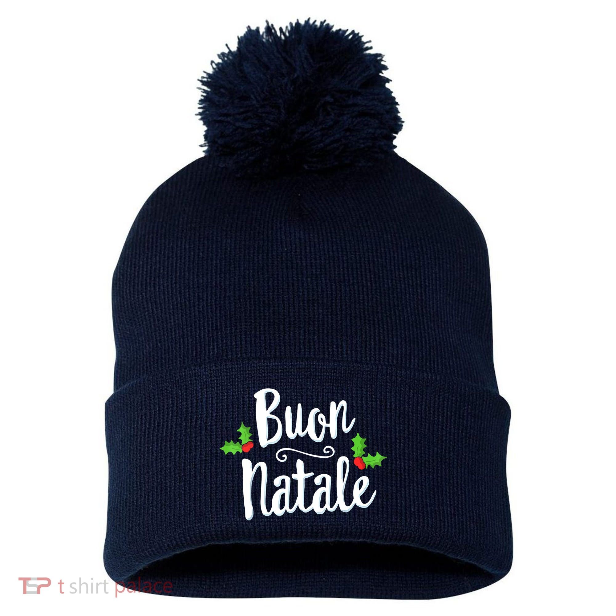 Buon Natale Italy Pride Xmas Holiday Italian Christmas Pom Pom 12in Knit Beanie