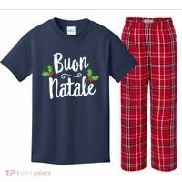 Buon Natale Italy Pride Xmas Holiday Italian Christmas Kids Plaid Pajama Set thumb 0