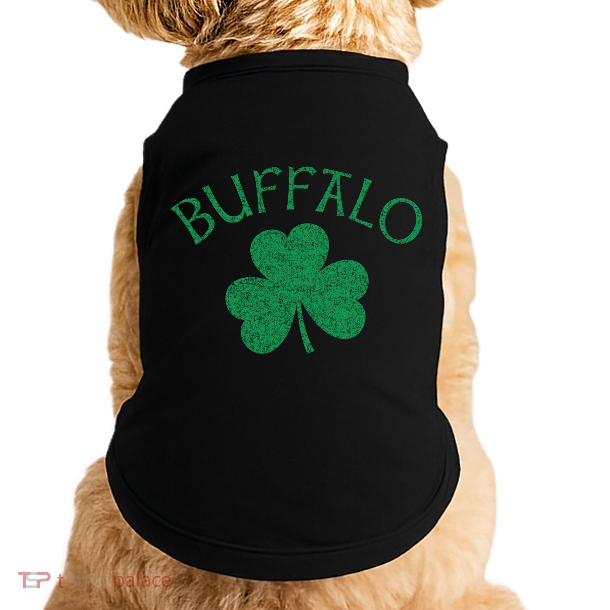 Buffalo Ny Irish Shamrock Distressed Green Print Meaningful Gift Doggie Tank