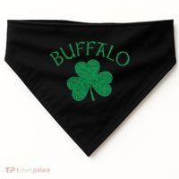Buffalo Ny Irish Shamrock Distressed Green Print Meaningful Gift USA-Made Doggie Bandana thumb 0