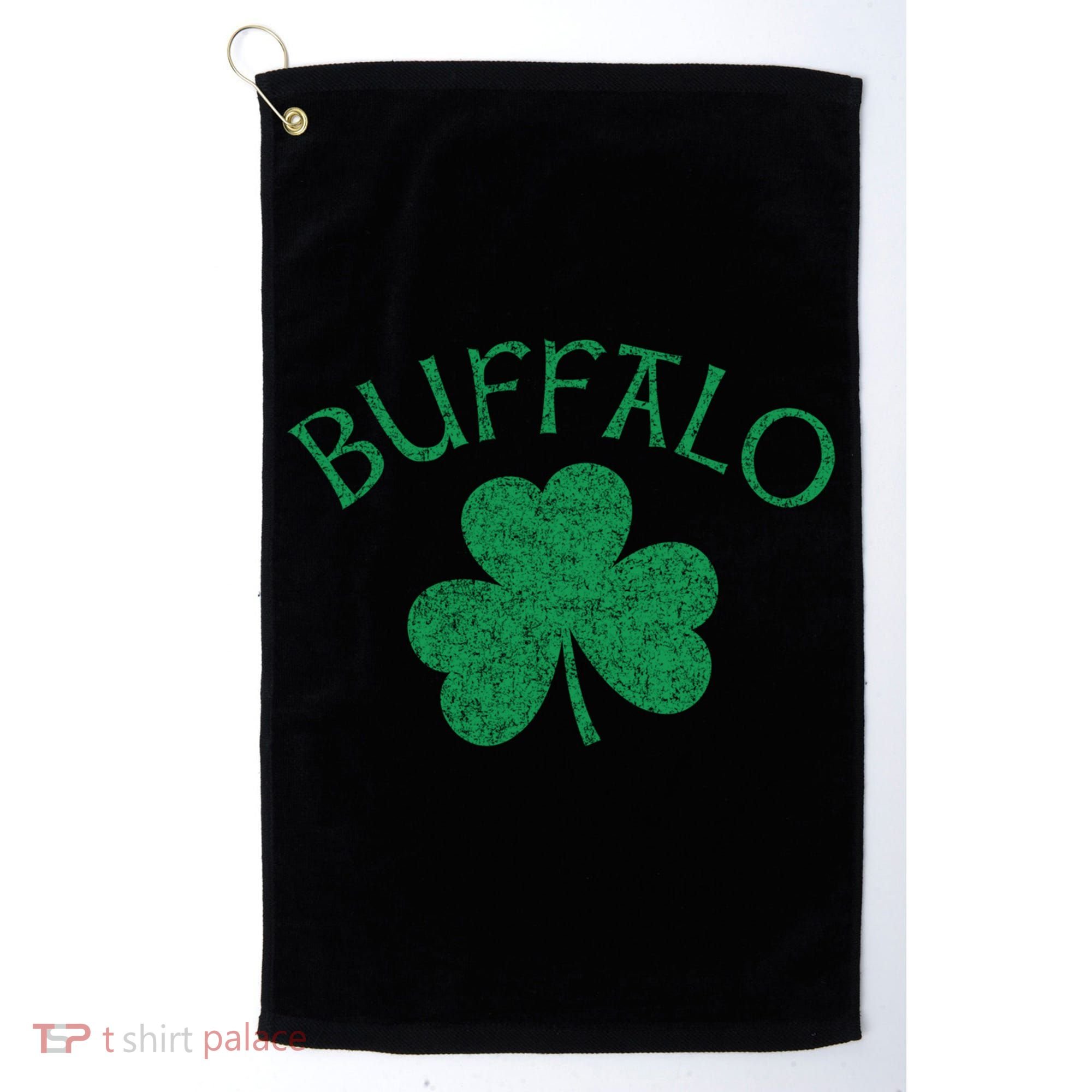 Buffalo Ny Irish Shamrock Distressed Green Print Meaningful Gift Golf Towel
