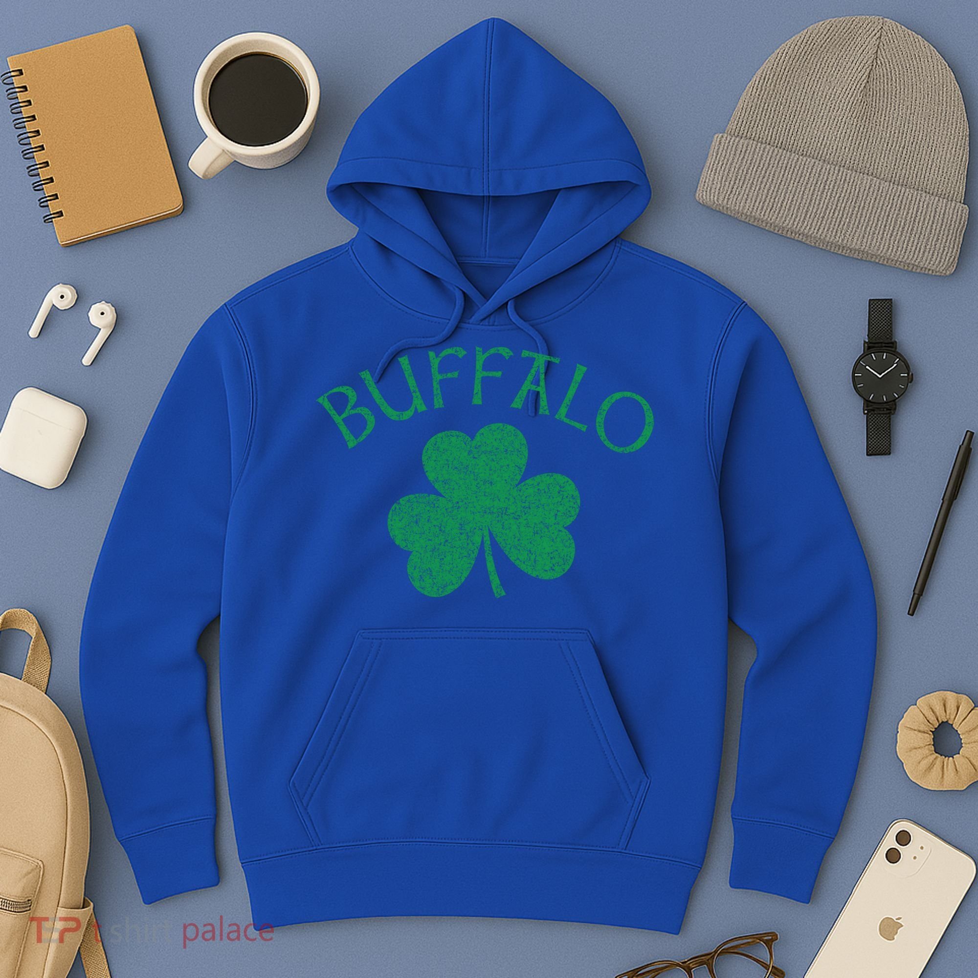 Buffalo Ny Irish Shamrock Distressed Green Print Meaningful Gift Hoodie