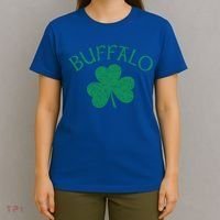 Buffalo Ny Irish Shamrock Distressed Green Print Meaningful Gift T-Shirt thumb 4