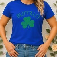Buffalo Ny Irish Shamrock Distressed Green Print Meaningful Gift Women's T-Shirt thumb 2