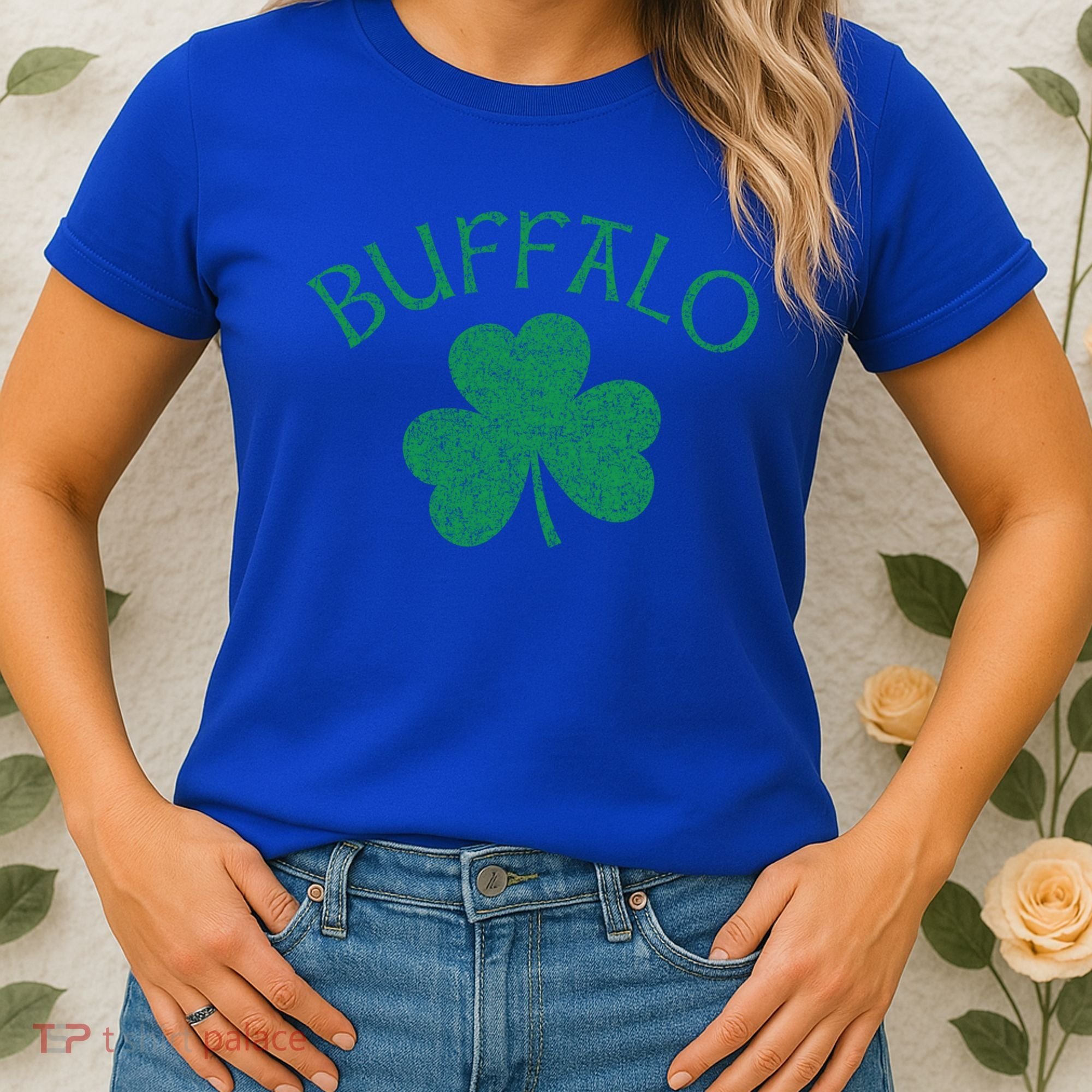 Buffalo Ny Irish Shamrock Distressed Green Print Meaningful Gift Women's T-Shirt