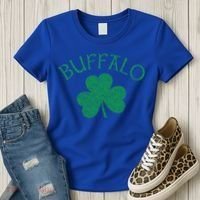 Buffalo Ny Irish Shamrock Distressed Green Print Meaningful Gift Women's T-Shirt thumb 3
