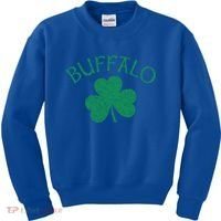 Buffalo Ny Irish Shamrock Distressed Green Print Meaningful Gift Kids Sweatshirt thumb 0