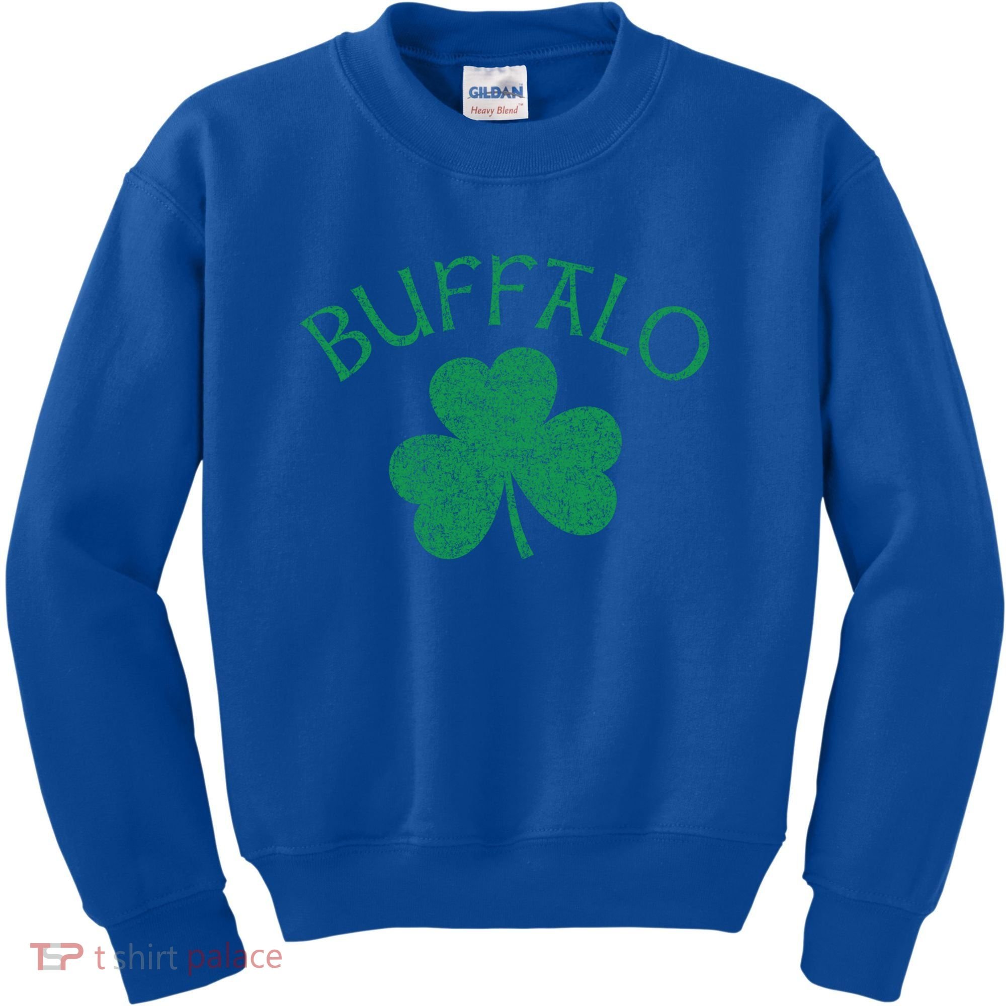 Buffalo Ny Irish Shamrock Distressed Green Print Meaningful Gift Kids Sweatshirt