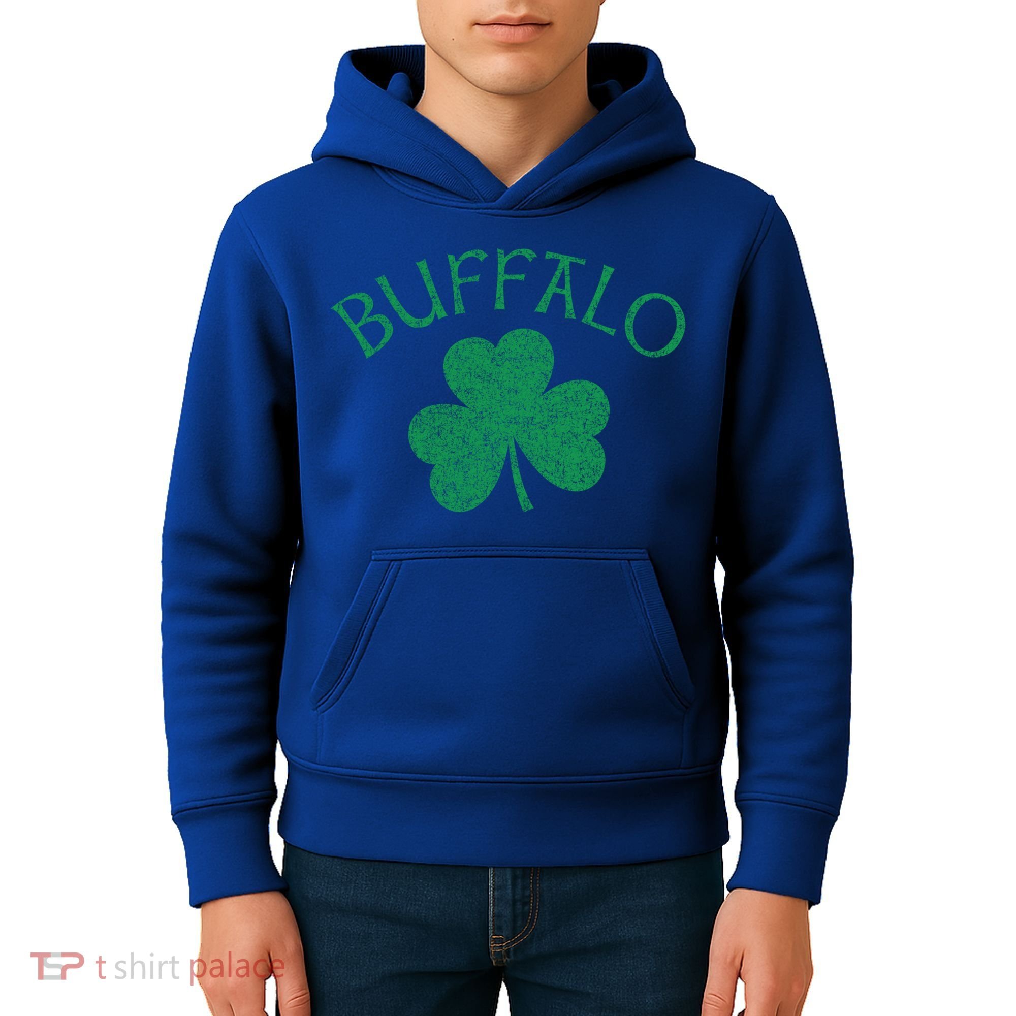 Buffalo Ny Irish Shamrock Distressed Green Print Meaningful Gift Kids Hoodie