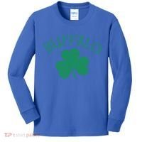 Buffalo Ny Irish Shamrock Distressed Green Print Meaningful Gift Kids Long Sleeve Shirt thumb 0