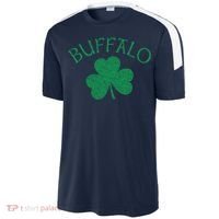 Buffalo Ny Irish Shamrock Distressed Green Print Meaningful Gift Sport-Tek Competitor United Soccer Jersey thumb 2