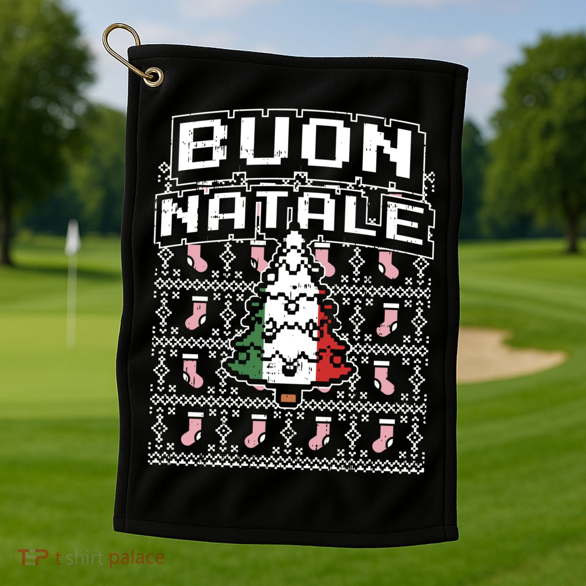 Buon Natale Italian Ugly Christmas Tree Italy Gift Golf Towel