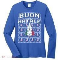 Buon Natale Italian Ugly Christmas Tree Italy Gift Women's Long Sleeve Shirt thumb 0