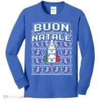 Buon Natale Italian Ugly Christmas Tree Italy Gift Kids Long Sleeve Shirt thumb 0