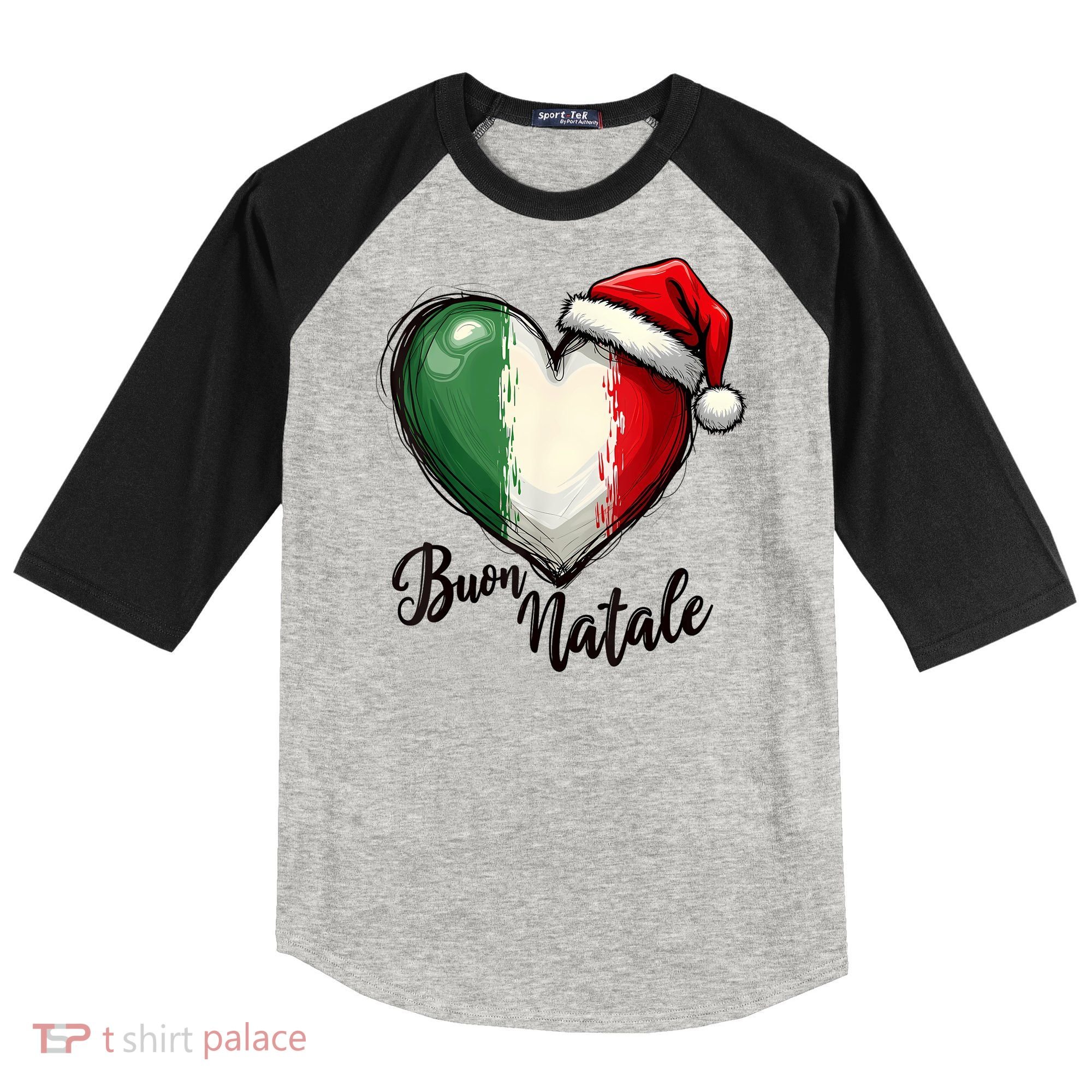 Buon Natale Italian Family Christmas Italy Pride Raglan Baseball Sleeve Shirt