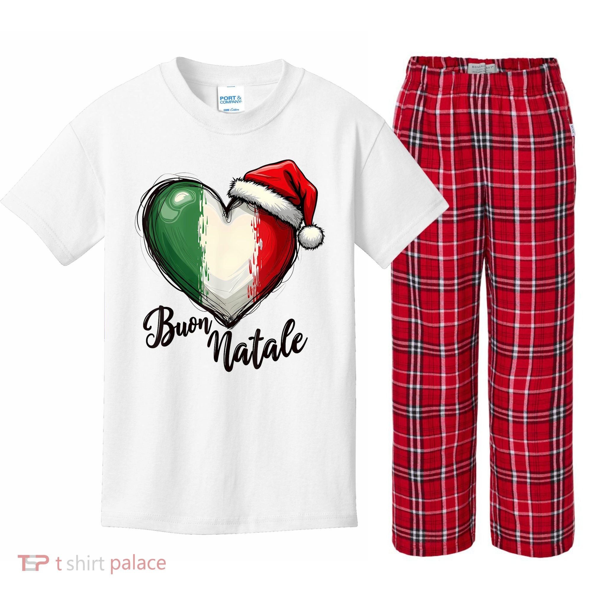 Buon Natale Italian Family Christmas Italy Pride Kids Plaid Pajama Set