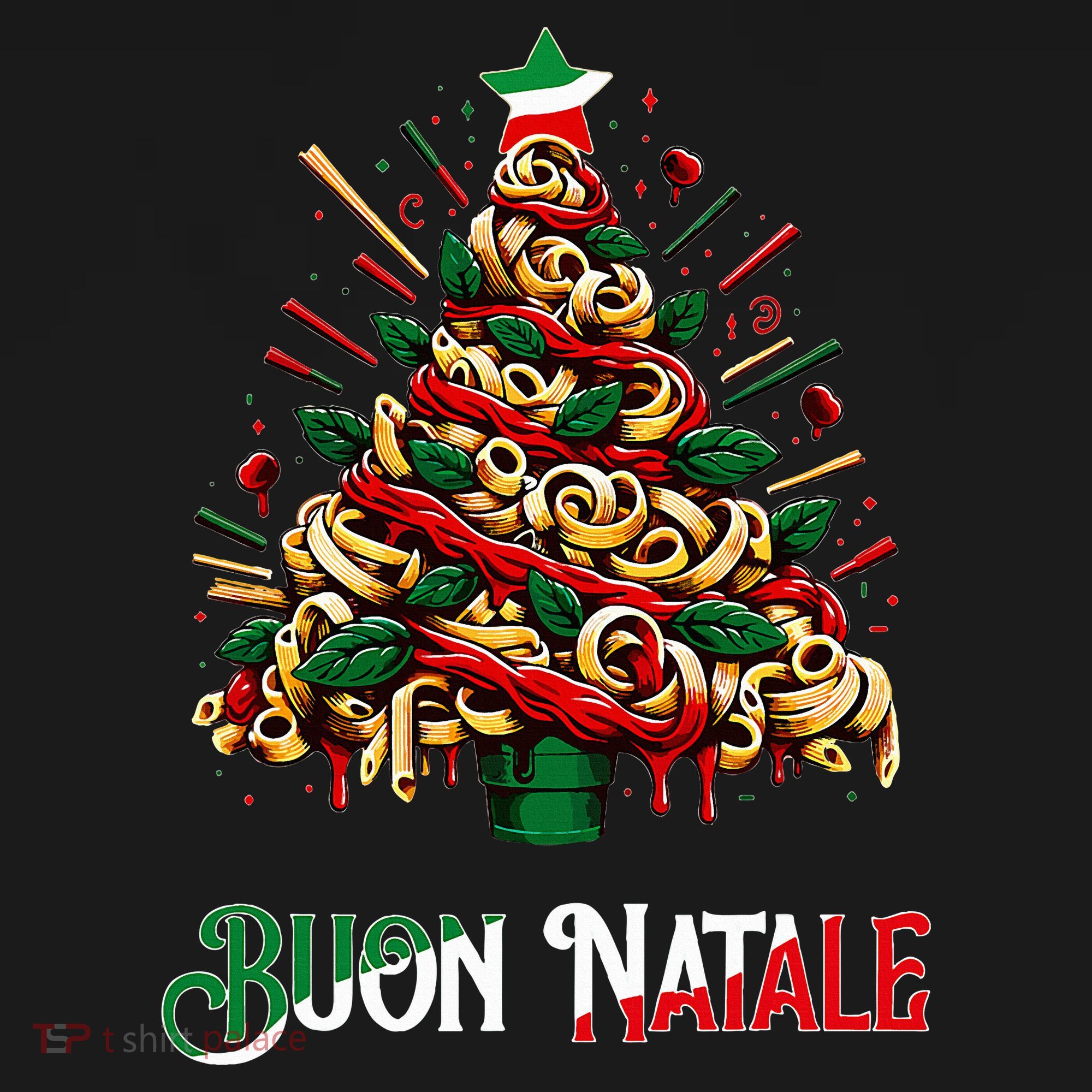 Buon Natale Italian Pasta Christmas Tree Xmas  Bucket Hat
