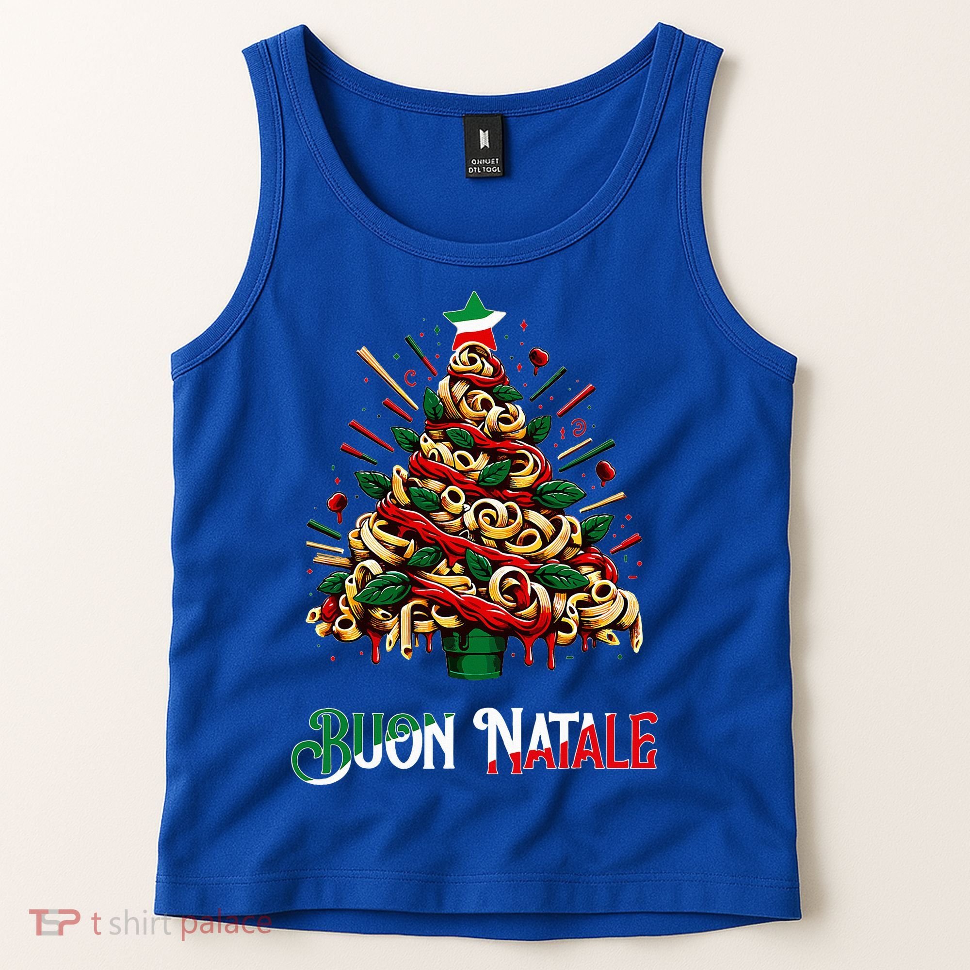 Buon Natale Italian Pasta Christmas Tree Xmas  Tank Top