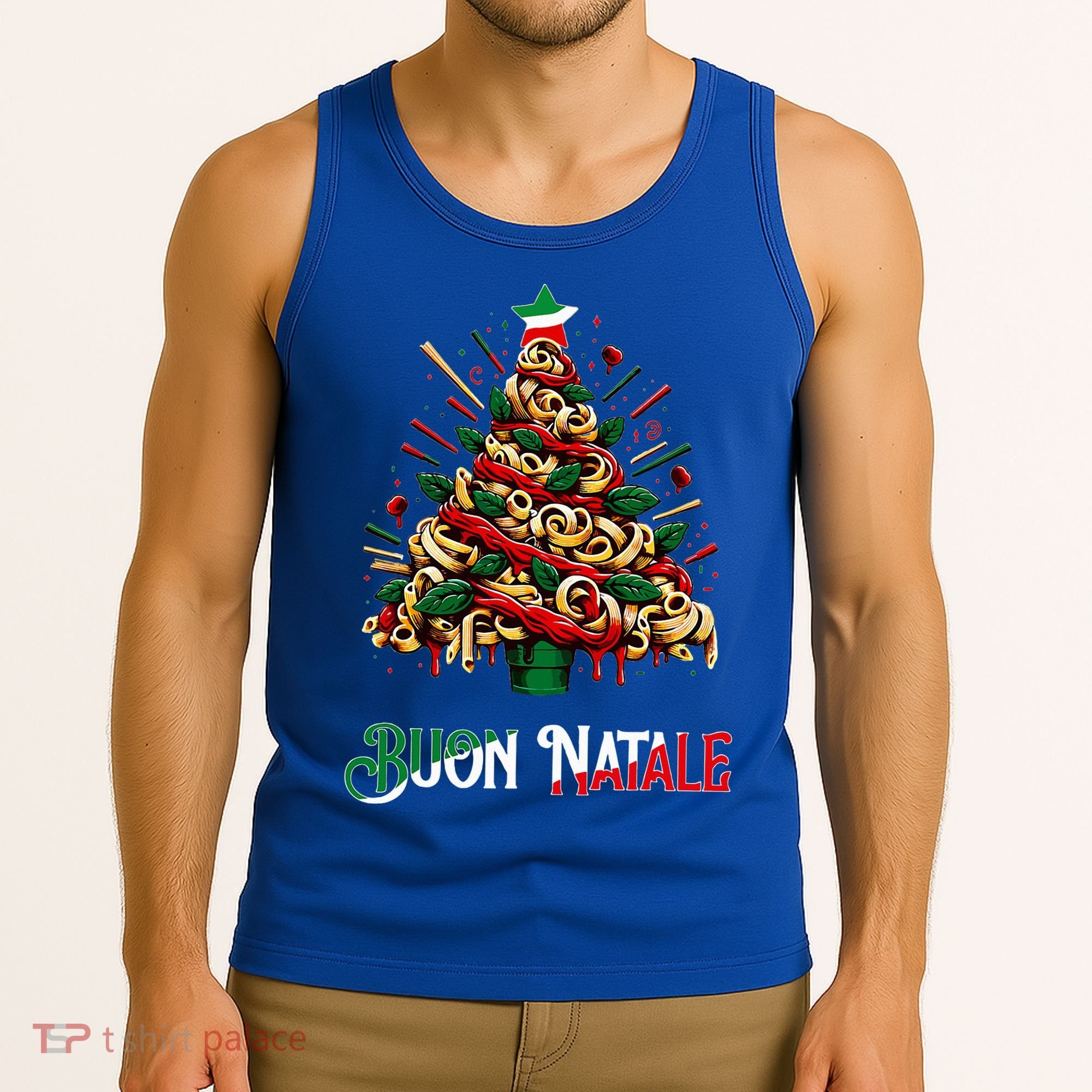 Buon Natale Italian Pasta Christmas Tree Xmas  Tank Top