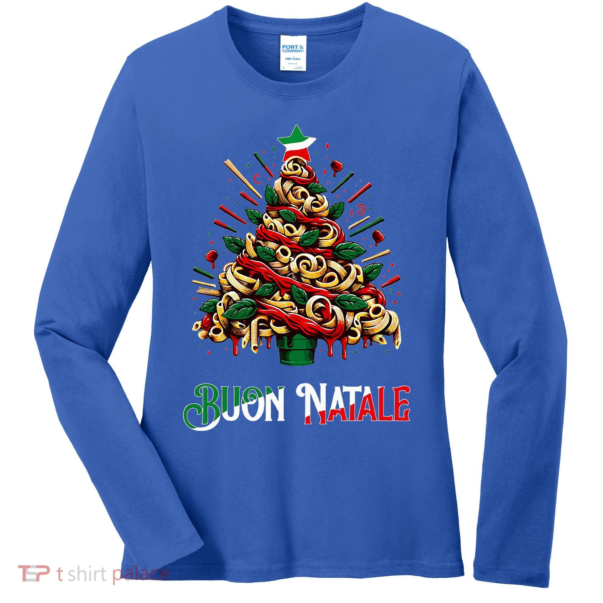 Buon Natale Italian Pasta Christmas Tree Xmas  Women's Long Sleeve Shirt