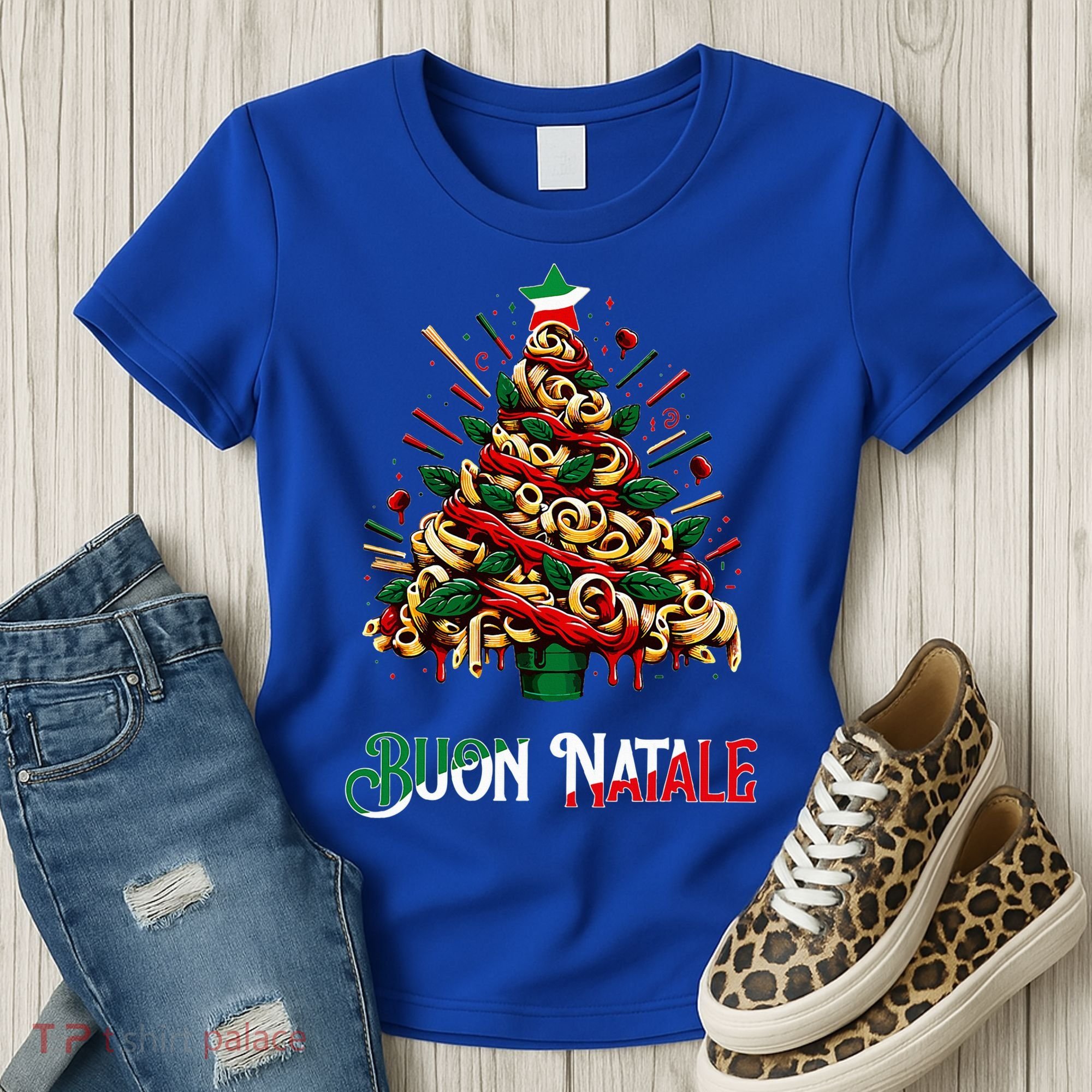 Buon Natale Italian Pasta Christmas Tree Xmas  Women's T-Shirt
