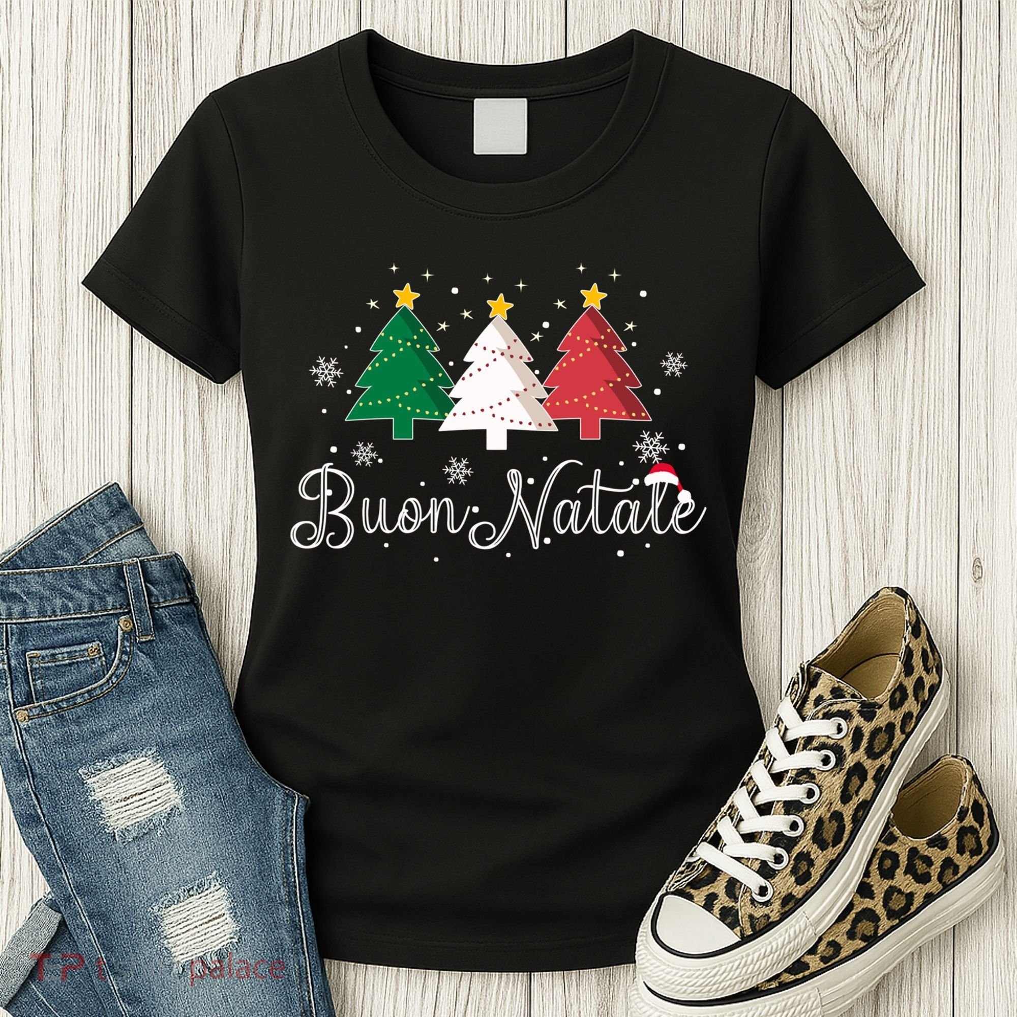Buon Natale Italian Christmas Tree Xmas Gift Women's T-Shirt