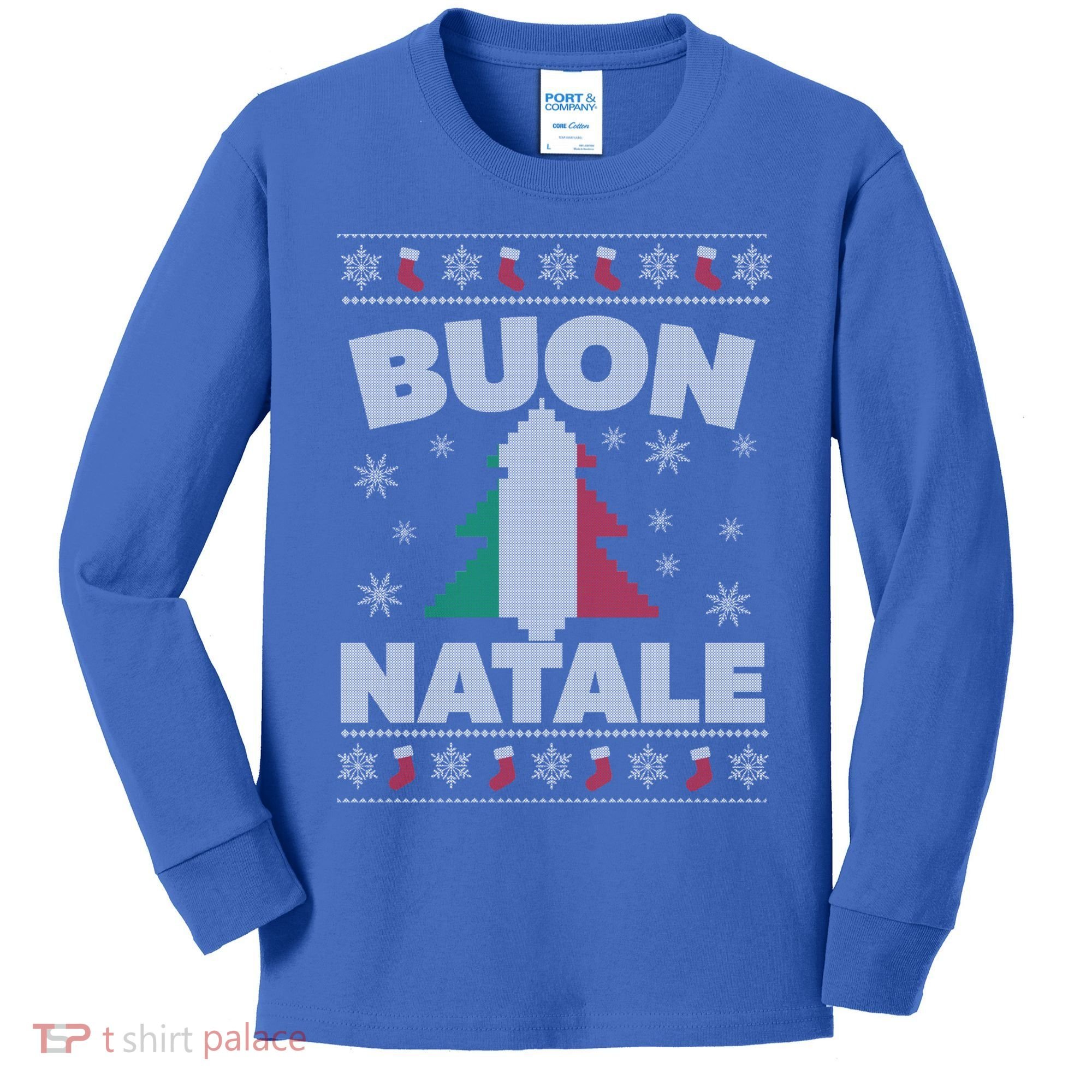 Buon Natale Italian Ugly Christmas Sweater Gift Kids Long Sleeve Shirt