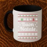 Buon Natale Italian Ugly Christmas Pattern Gift Coffee Mug thumb 2