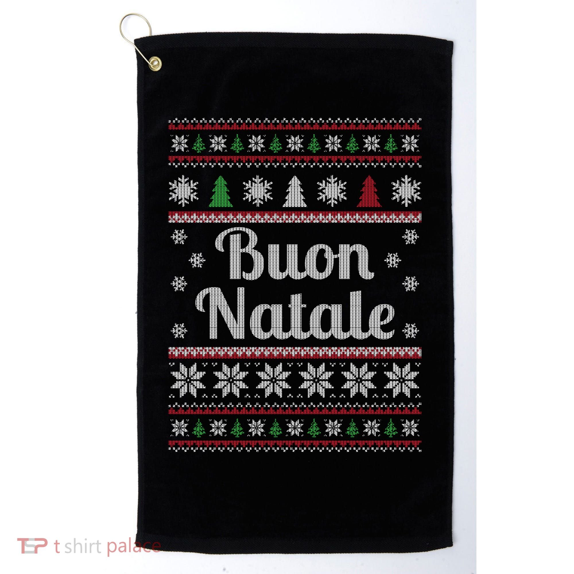 Buon Natale Italian Ugly Christmas Pattern Gift Golf Towel
