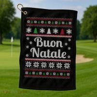 Buon Natale Italian Ugly Christmas Pattern Gift Golf Towel thumb 1