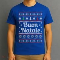 Buon Natale Italian Ugly Christmas Pattern Gift T-Shirt thumb 3