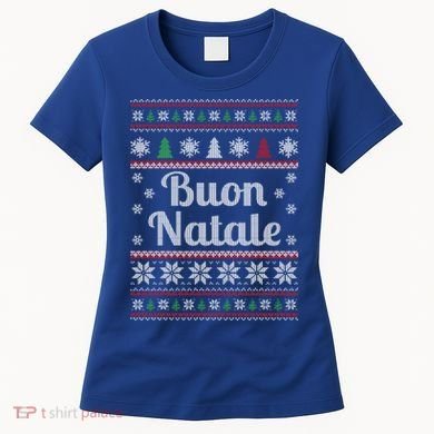 Buon Natale Italian Ugly Christmas Pattern Gift Women's T-Shirt