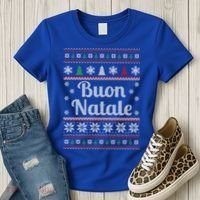 Buon Natale Italian Ugly Christmas Pattern Gift Women's T-Shirt thumb 3
