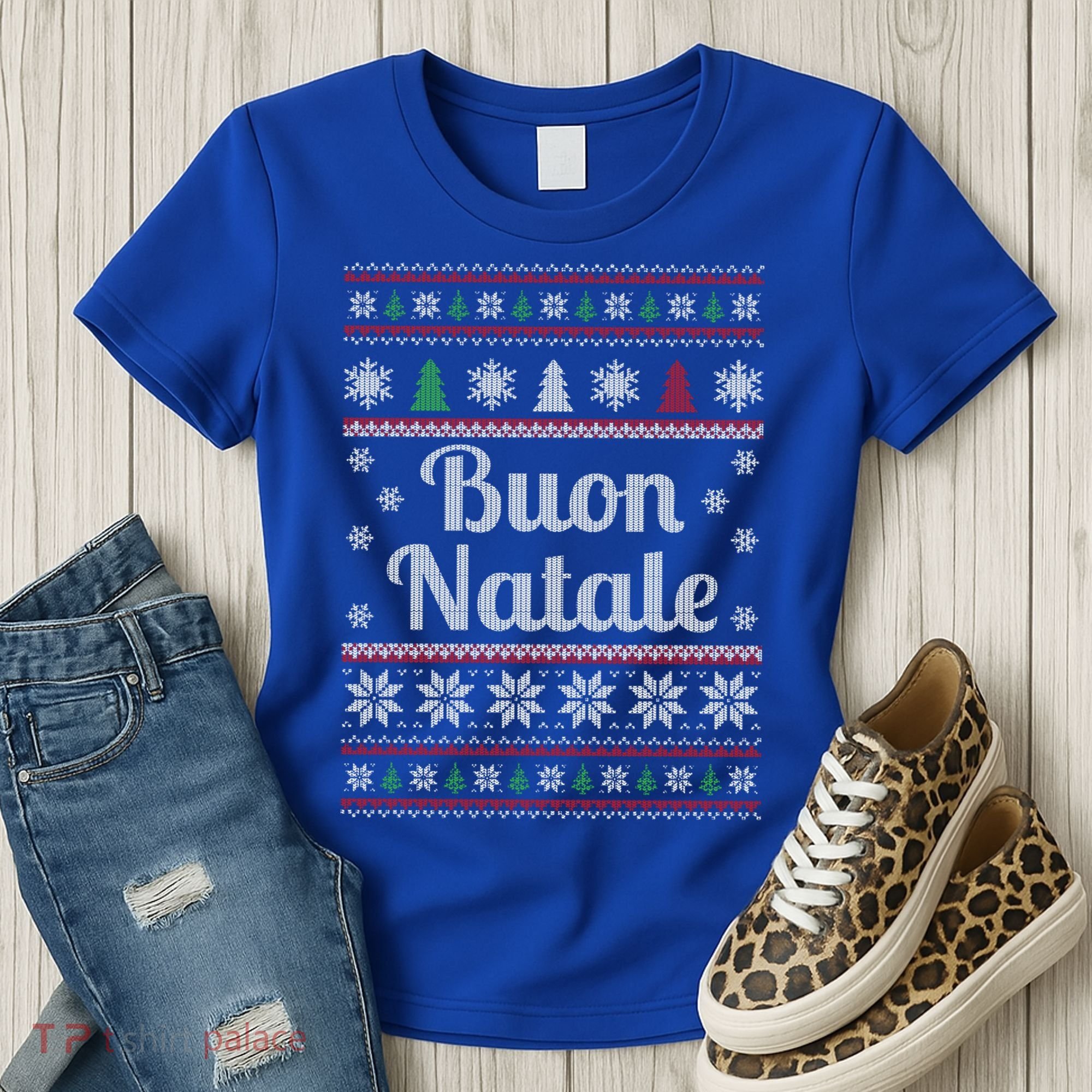 Buon Natale Italian Ugly Christmas Pattern Gift Women's T-Shirt