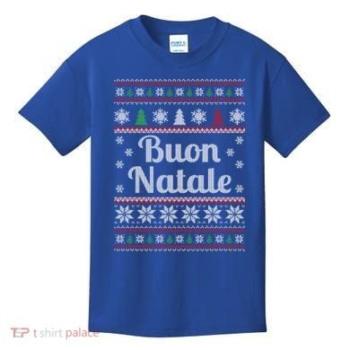 Buon Natale Italian Ugly Christmas Pattern Gift Kids T-Shirt