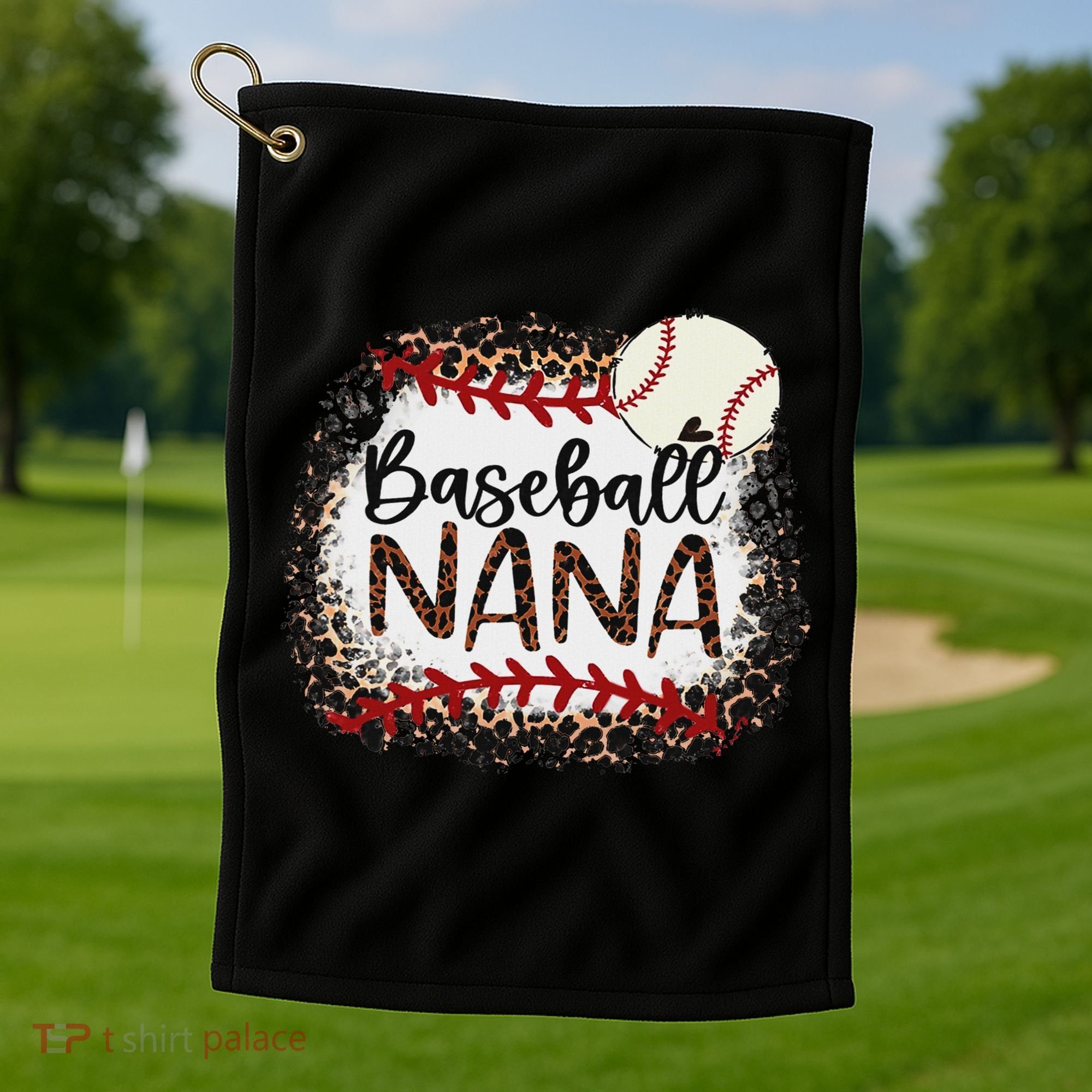 Baseball Nana Leopard Baseball Nana Golf Towel