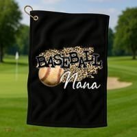 Baseball Nana Leopard Mother's Day Golf Towel thumb 1
