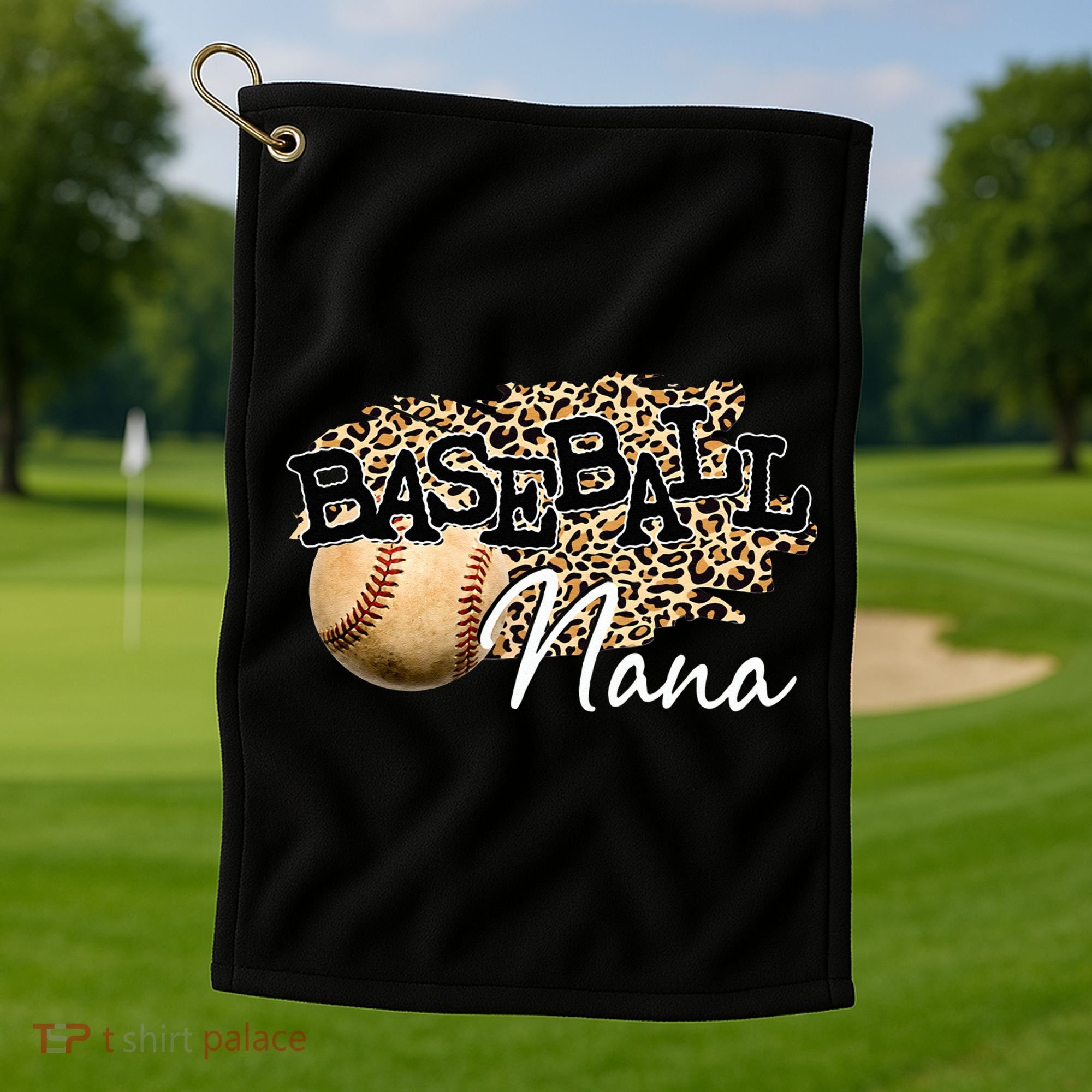 Baseball Nana Leopard Mother's Day Golf Towel