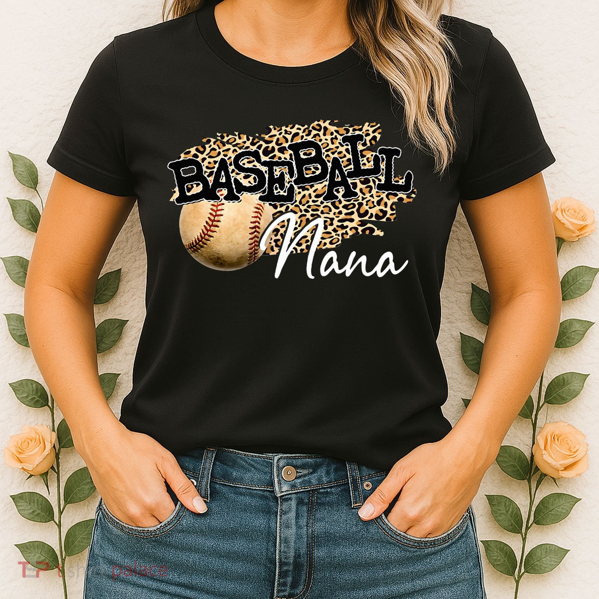 Baseball Nana Leopard Mother's Day Women's T-Shirt