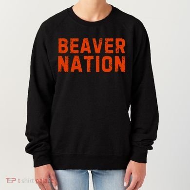 Beaver Nation Orange Distressed Font Women's Sweatshirt