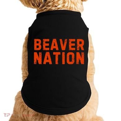 Beaver Nation Orange Distressed Font Doggie Tank